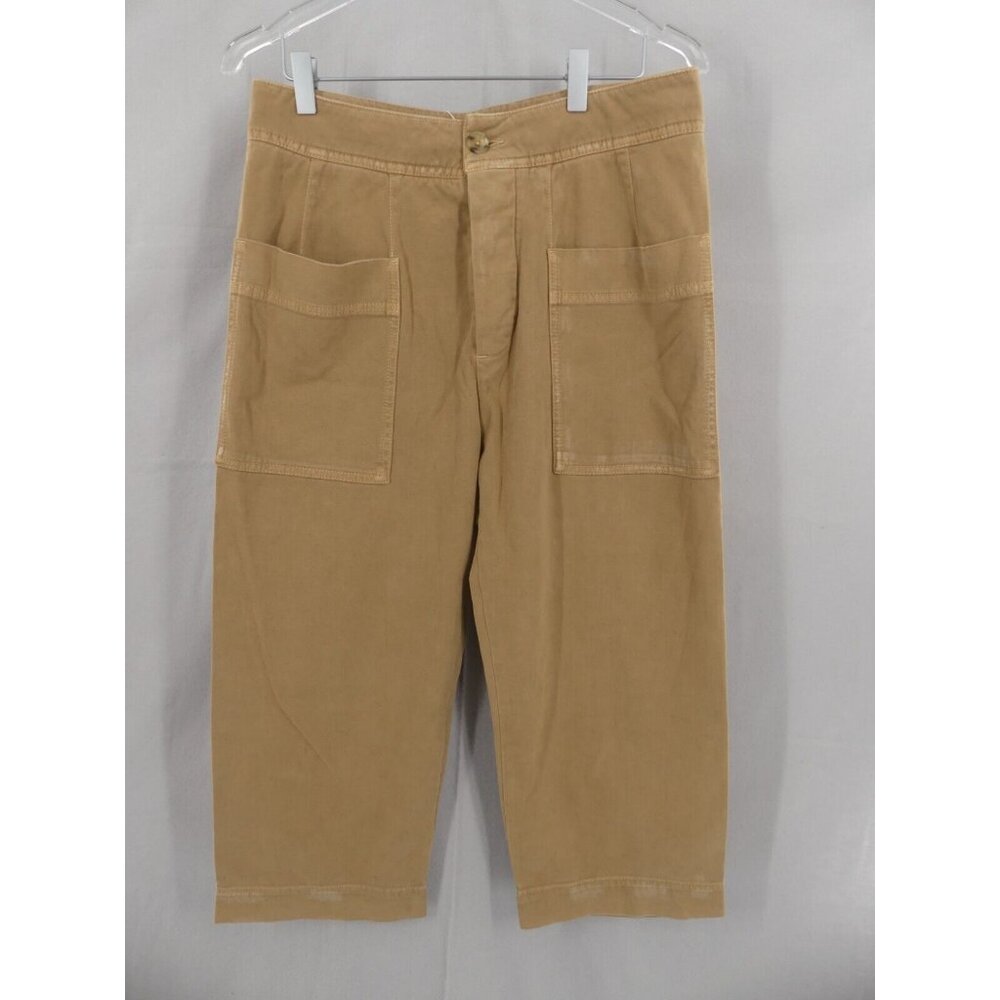 James Perse 27 Pants Wide Leg Fine Corduroy Crop Capri Italy Tan NWT
